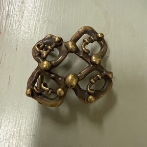 Vtg 70s Jack Boyd Brutalist Solid Brass Belt Buckle Unsigned